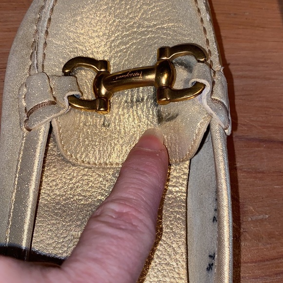 Salvatore Ferragamo Gold Leather Gancini Open Back Slip On Loafers Size … - Picture 10 of 13